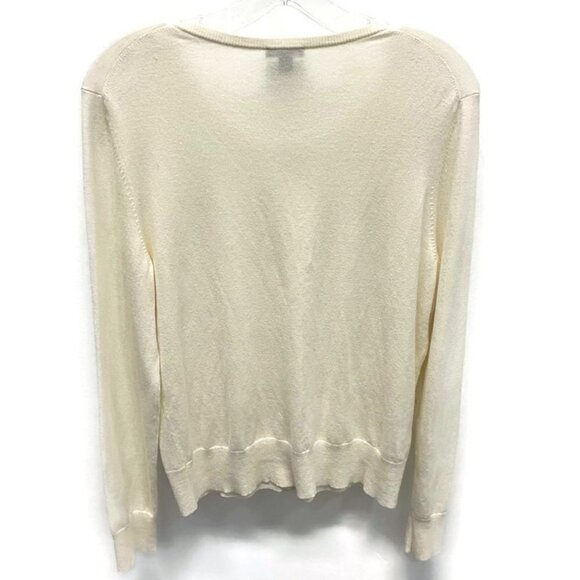 Ann Taylor Cream w/Pearls Button Up Cardigan - Picture 2 of 3